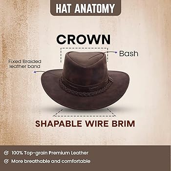 Lesa Collection Unisex Rustic Leather Cowboy Hat with Unique